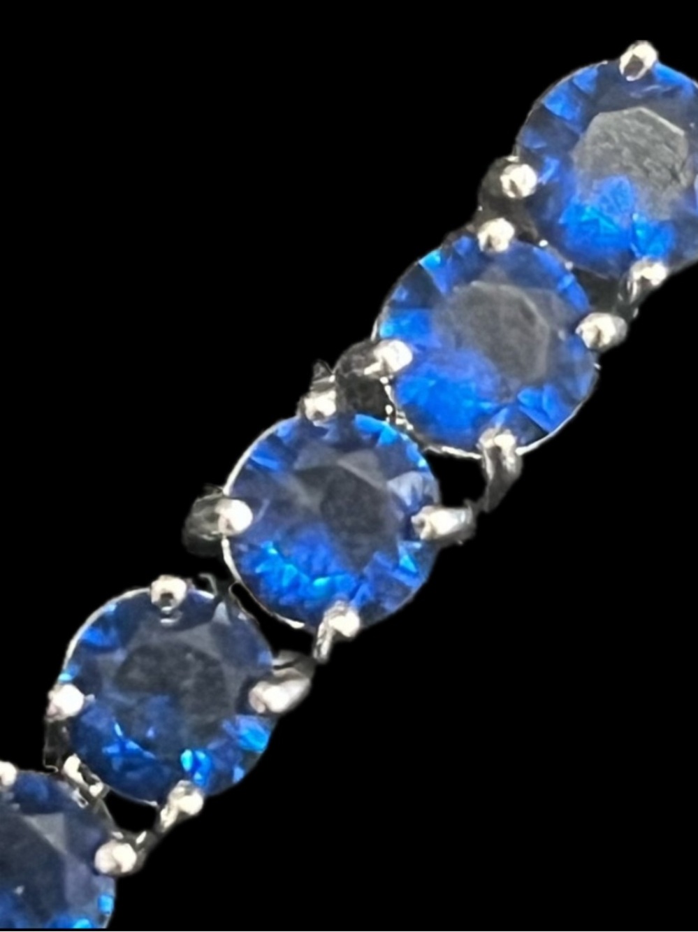 16ct Round Brilliant Cut SAPPHIRE BLUE Cz Tennis Line statement Bracelet Silver